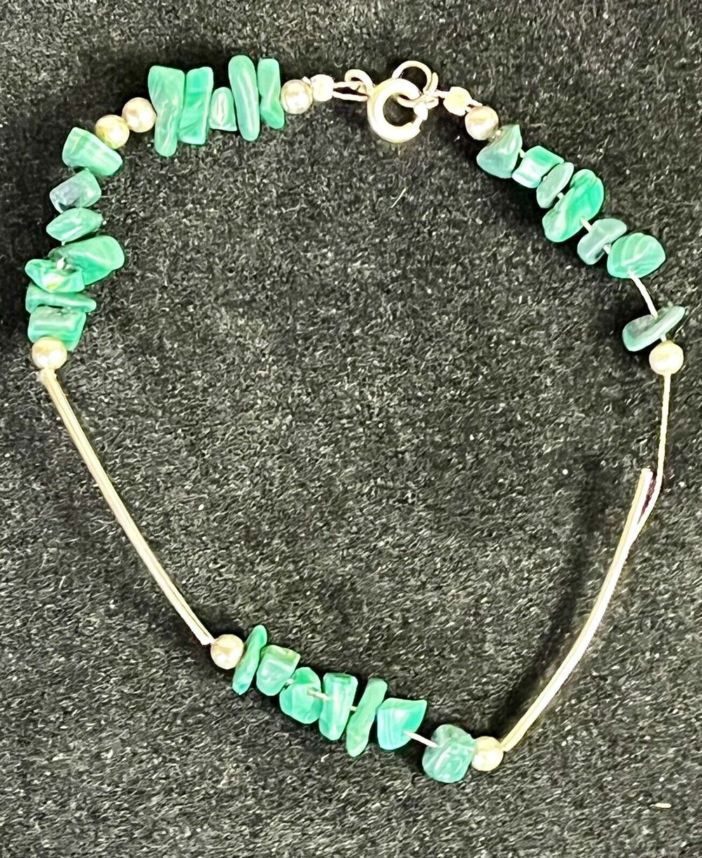 VTG Native American 925 Sterling Silver & Turquoise Bead Bracelet - Handmade